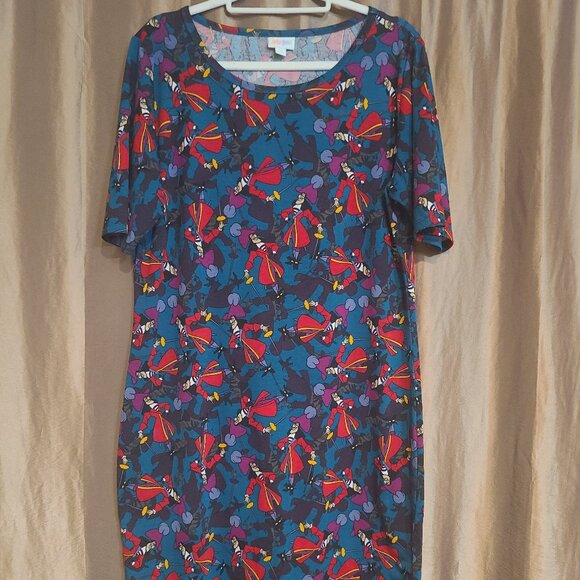 Lularoe RARE unicorn Captain Hook Peter Pan Julia Dress EUC Size 2XL - Picture 1 of 4